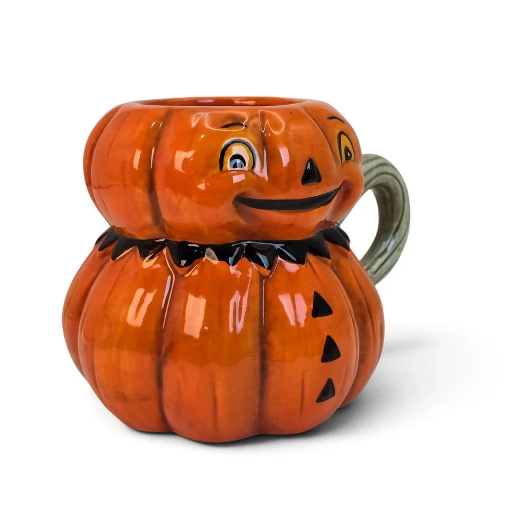 Johanna Parker Stacked Pumpkin Mug Halloween Jack O Lantern Ceramic Orange